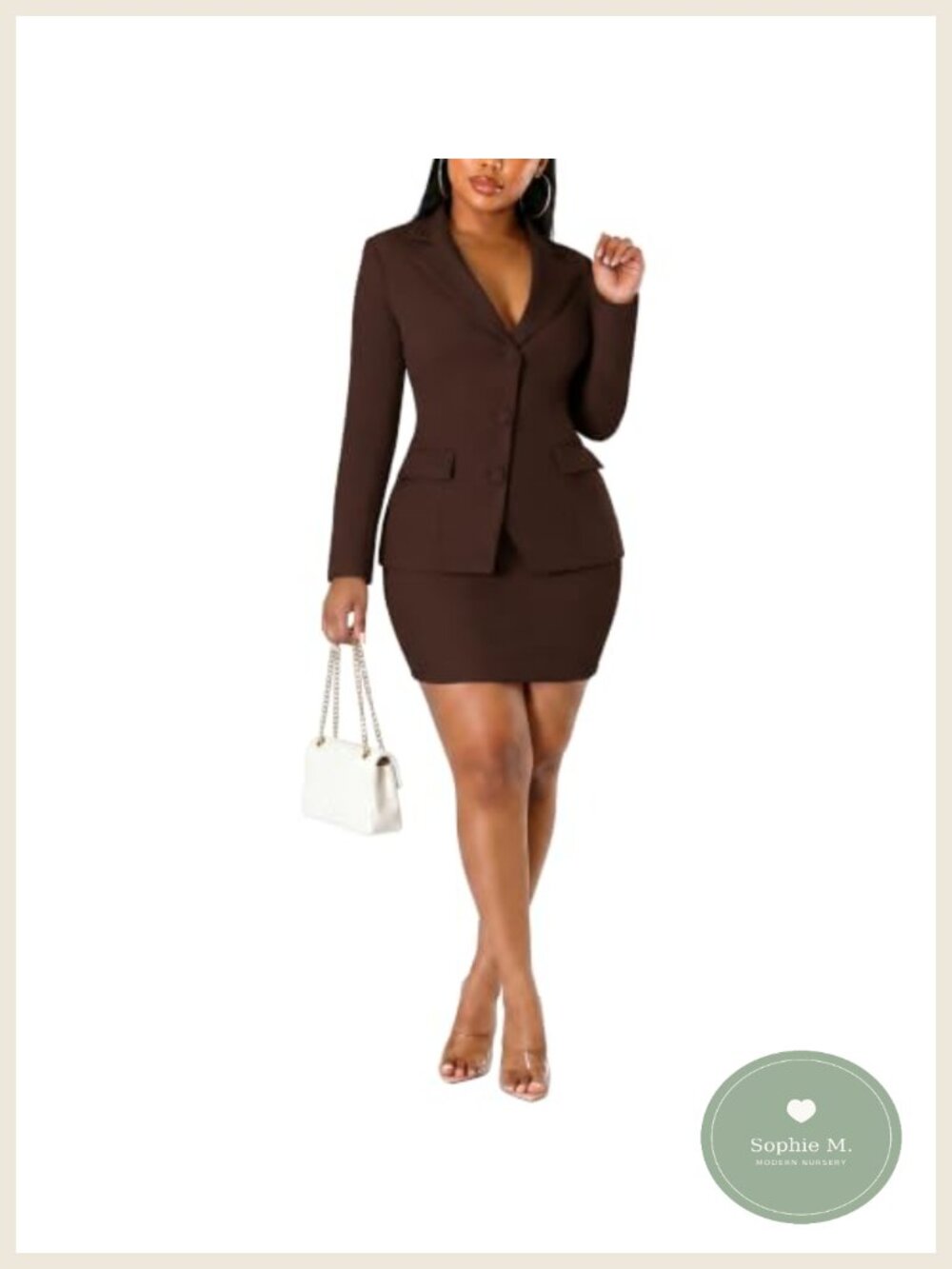 Women's 2 Piece Skirt Suit Set Business Casual Blazer